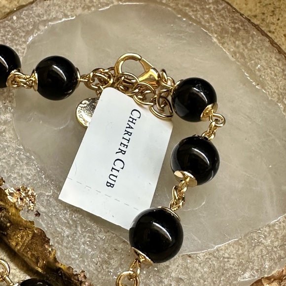 Gold Rhinestone Faux Pearl Beaded Necklace - Picture 6 of 11